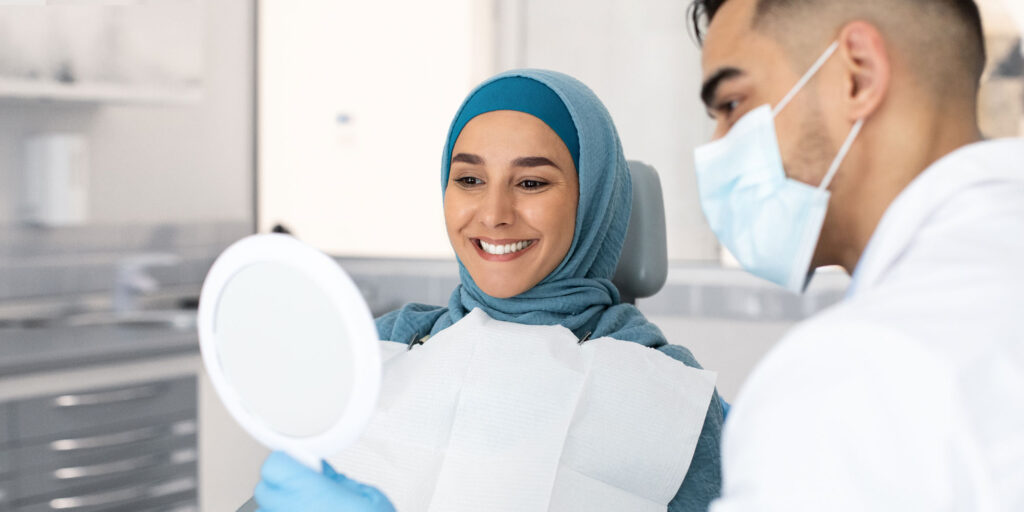 dental patient after cosmetic procedure