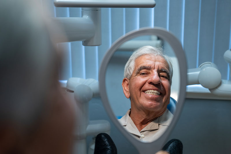 Patient Looking into mirror
